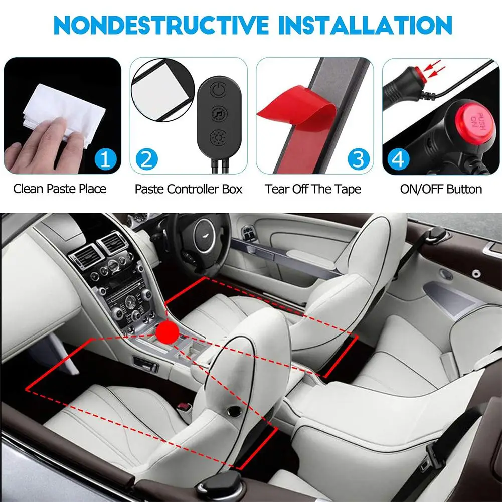 

Car Atmosphere Light Decoration Light Interior Light RGB LED Strip Light With USB Wireless Remote Music Control Multiple Modes