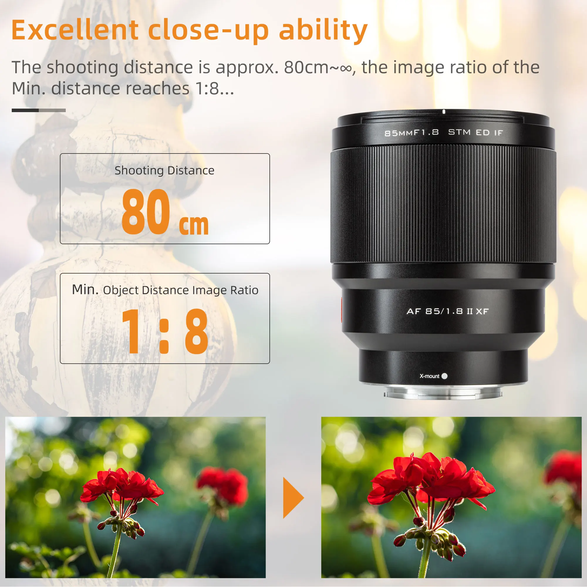 VILTROX 85mm f1.8 Mark II for Fuji XF Mount Lens Auto Portrait Fixed Focus Fujifilm X Camera | Электроника