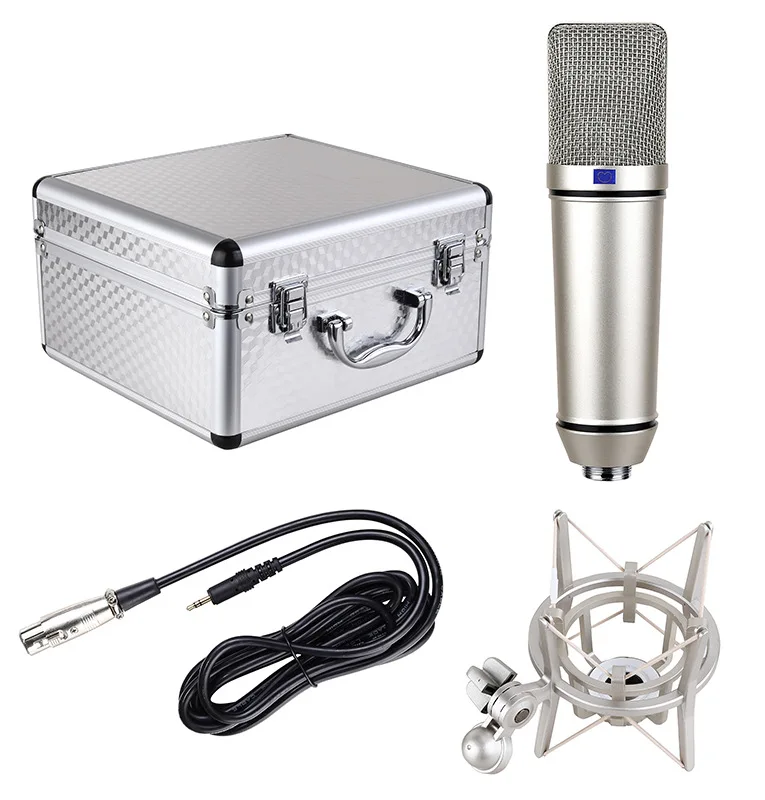 

U87 Condenser Microphone Aluminum Box Set Professional Recording Studio Equipment For Live Streaming Gaming Youtube Video Record