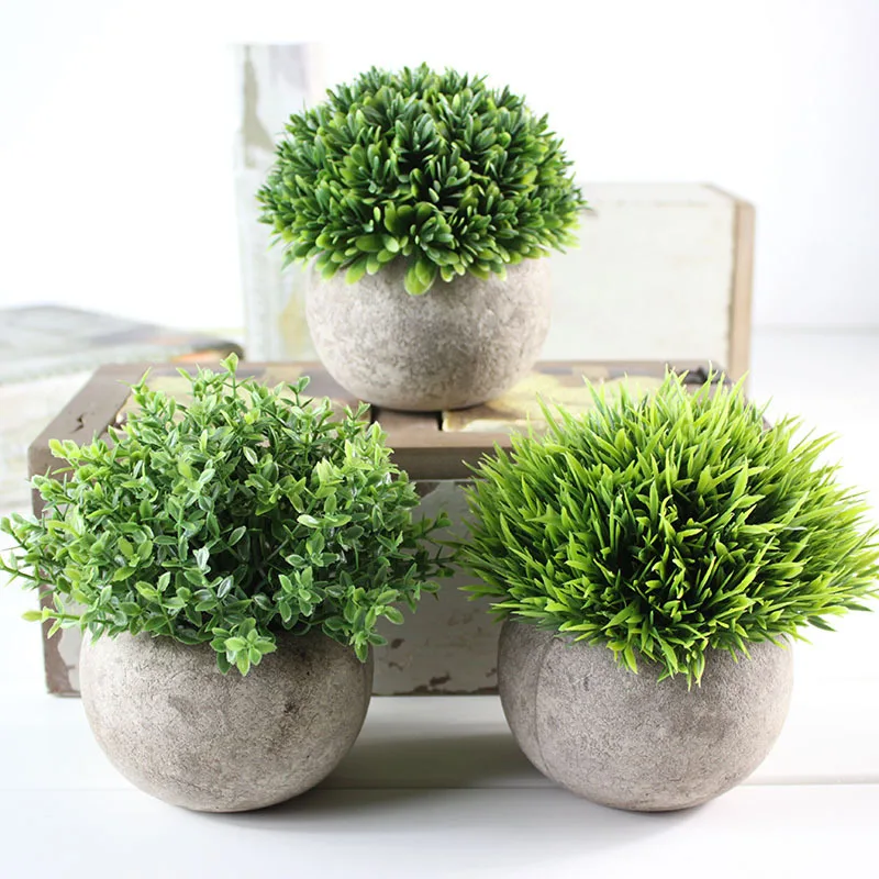Искусственные мини растения пластиковые топиарные кустарники поддельные для
