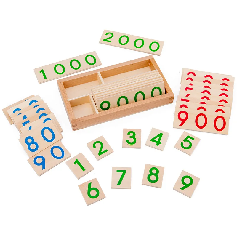 Tarjeta Montessori de madera para ni&ntilde;os, tarjeta de aprendizaje de n&uacute;meros 1-9000, ayuda para la ense&ntilde;anza de matem&aacute;ticas, juguetes educativos de educaci&oacute;n temprana para ni&ntilde;os en edad preescolar-3