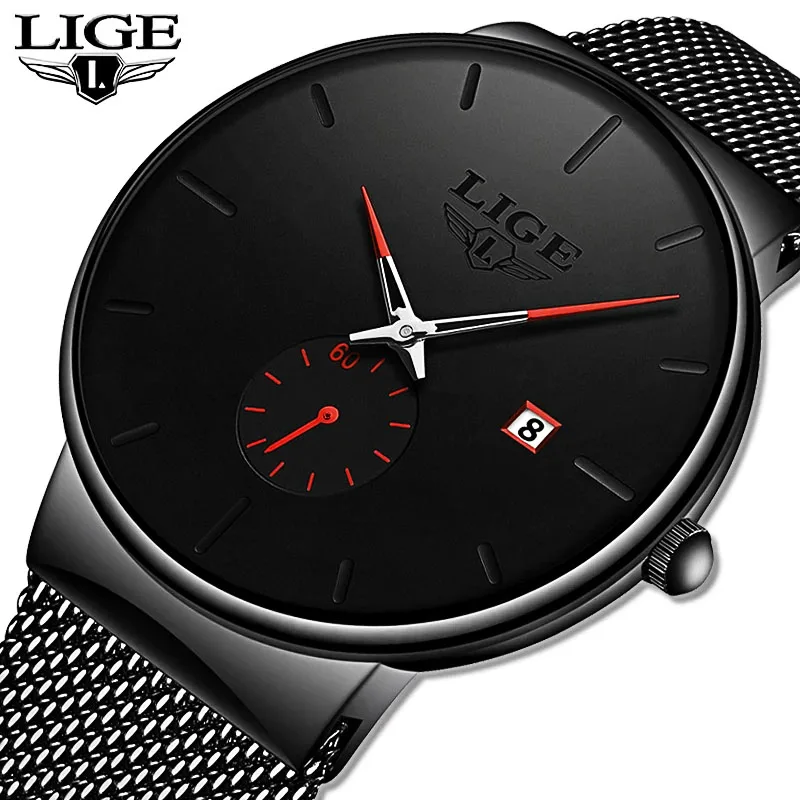 LIGE Quartz Clock Sports Men Top Brand Luxury Famous Dress Fashion Male Unisex Ultra Thin Wrist Watch Para Hombre