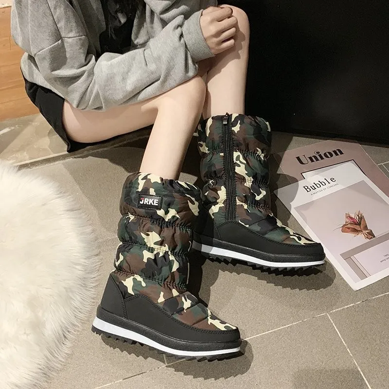 

Snow boots female winter waterproof warm platform boots women's boots wedge with calf high boots fur Botas Mujer casual boots