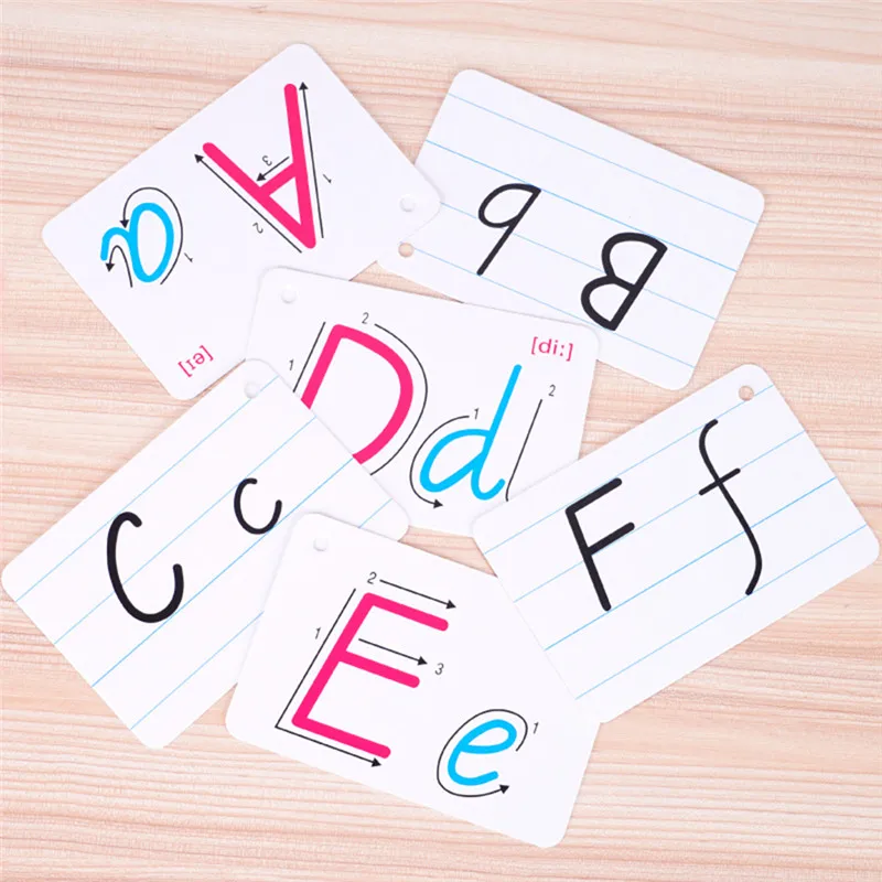 

26 Letter English Flash Card Handwritten Montessori Early Development Learning Educational Toy For Children Kid Gift With Buckle