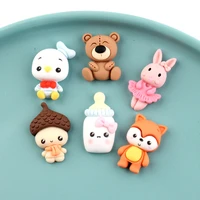 Pcs Cartoon Cute Rabbit Bear Fox Flatback Resin Scrapbooking DIY Phone Case Decoration Craft Accessories Hair accessories