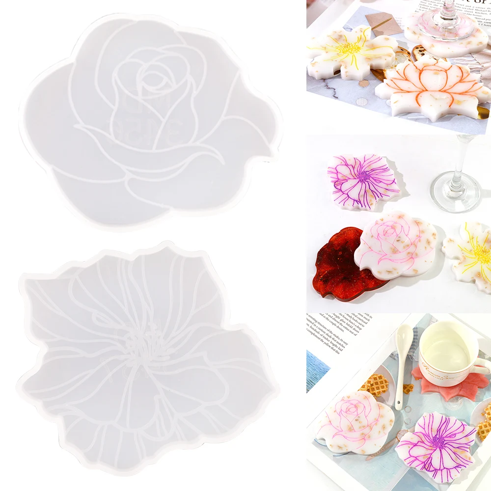 2021 New Style Flower Coaster Resin Mold Silicone Irregular Cup Mat Resina Epoxi Mould Tea Mug Pad Silicona Para Moldes Craft