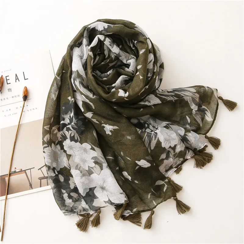 

Brand 2020 New Women Scarf Fashion Print Cotton Winter Warm Scarves Hijabs Lady Pashmina Foulard Bandana Poncho Hijab Viscose