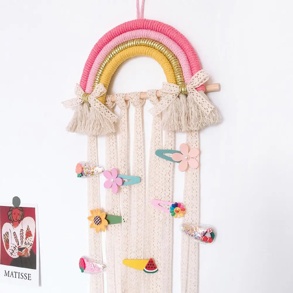 

Weaving Rainbow Wall Decoration Home Children's Room Pendant Wall Decor Children Hairpin Hair Accessories Storage Belt