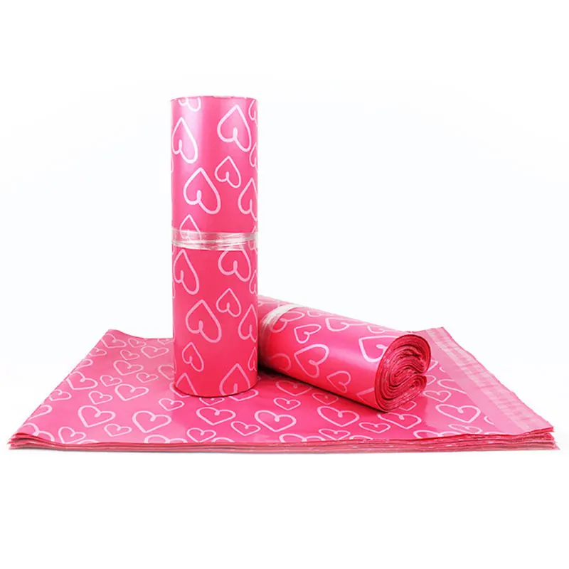 Pink 45x60cm 50 шт., сумки для курьеров, матовые, розовые, с узором в виде сердца, самоклеющиеся, для обуви, сумка, матовый материал, конверт, почтовая отправка, сумка-Органайзер - Цвет: Pink 45x60cm