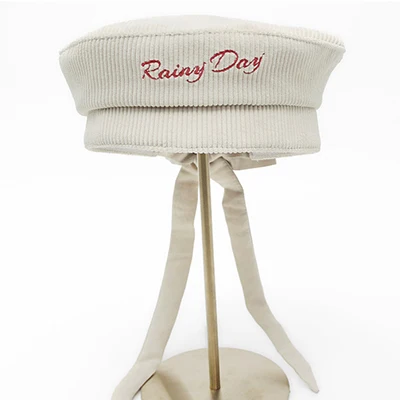 letter beige beret Joejerry милый берет для женщин плоская шапка Вельветовая шляпа вышивка берет для девочек Новинка - Цвет: letter beige beret