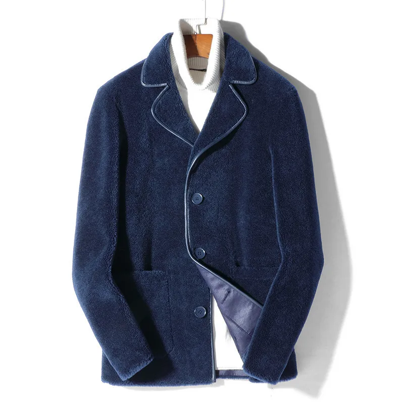 

Real Fur Coat Autumn Winter Jacket Men Sheep Shearling Fur 100% Wool Coats Streetwear Men Blazer Manteau MG-A1800088 MY2037