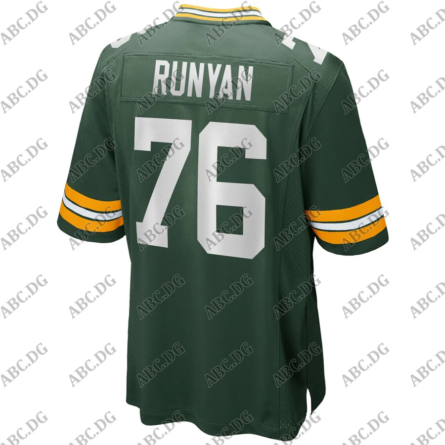

Customized Stitch American Football Jersey Men Women Kid Youth Green Bay Jon Runyan Green Player Game Jersey