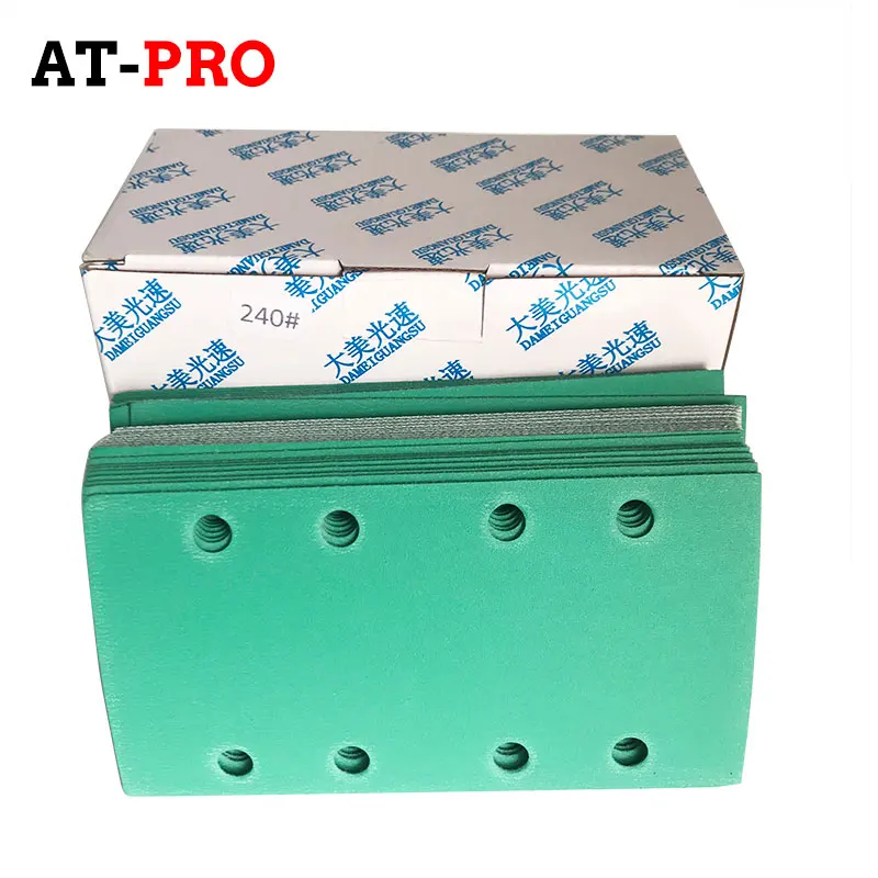 Rectangular dry sandpaper 95mm180mm green sand flocking self-adhesive sandpaper automotive sandpaper