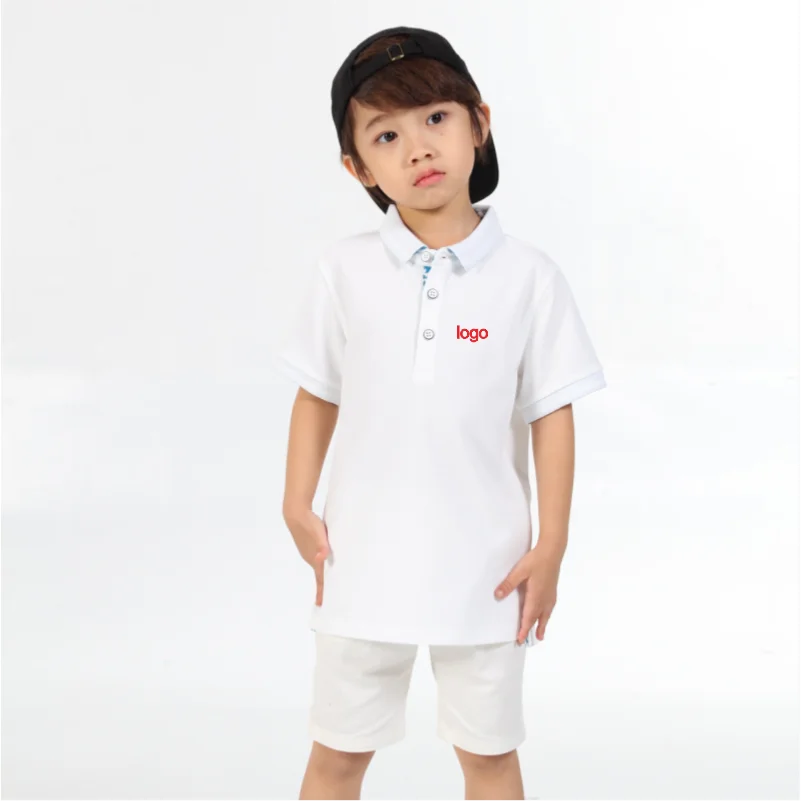 Летняя новинка Детская рубашка-поло модная Однотонная рубашка с отложным