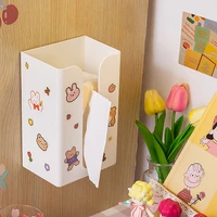 wg kawaii adhesive organizer tissue storage box wall hanging ins home kitchen bathroom napkin tissue storage pumping box