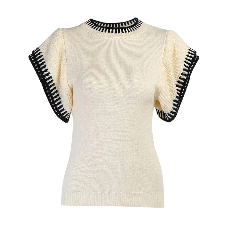 

Fashion O Neck Autumn Winter Women Ladies Sweater Vest Casual Knitted Ruffles Slim Pullover Women Sweaters Jumper Soft Chic Tops