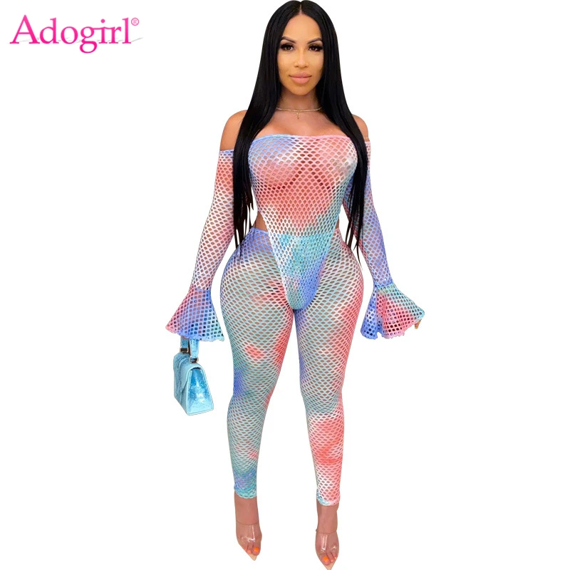 Комплект из двух предметов Adogirl прозрачной сетчатой ткани с принтом боди