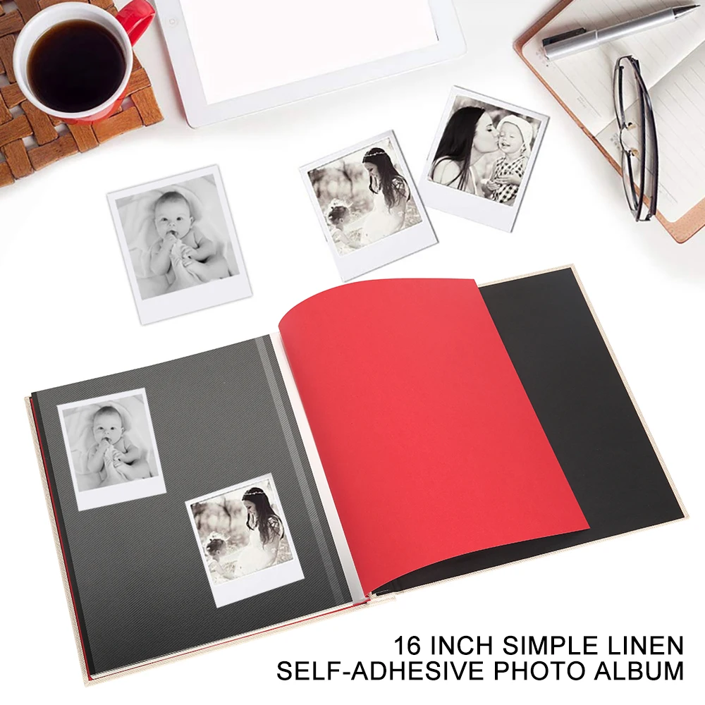 16 дюймов простой льняной самоклеющийся фотоальбом для влюбленных подарок на