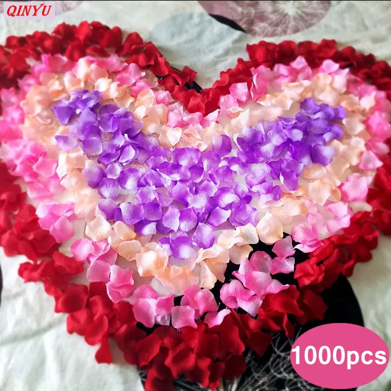 1000 шт./лот, искусственные лепестки, искусственные лепестки роз, Шелковый лепесток для украшения свадьбы, вечерние, вечерние, праздничные, сушеные лепестки роз, 5zSH