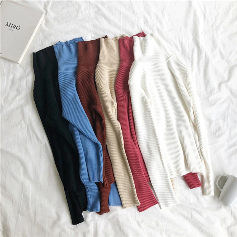 

High Quality Knitted Sweater Woman Turtleneck Pullover Winter Tops Solid Warm Sweater Women Autumn Jumper Pull Femme 2019