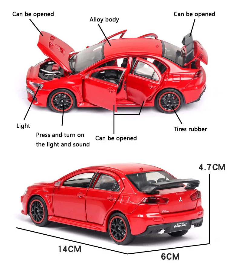 Литье под давлением 1:32 Lancer EVOlution X Коллекционная модель автомобиля из металлического сплава симуляторы машины игрушки для детей Подарки для детей