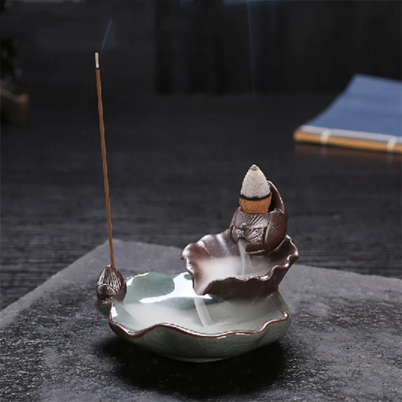 Керамическая курильница с бамбуковым плотом креативная водопадом подставка для