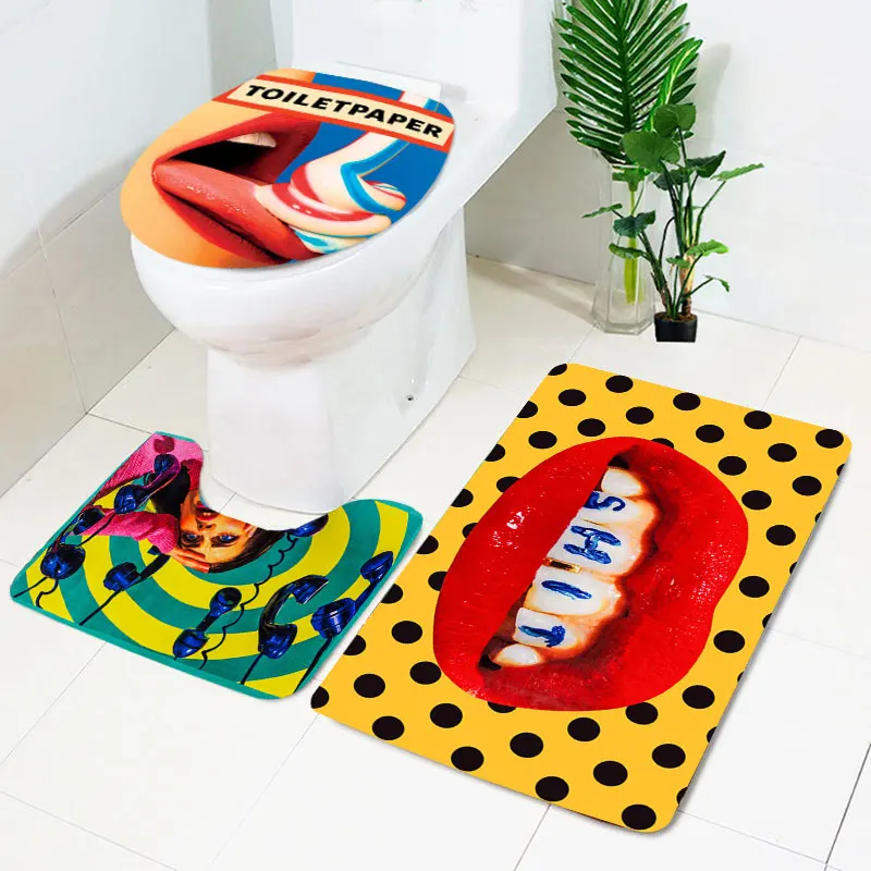 tolietpaper toilet seat cover rug bib creative funny magazine illustration commode decoration bathroom accessories mat 3pcs set free global shipping