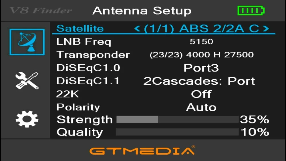 GTMEDIAV8 искатель метр DVB S2 спутниковый искатель рецептор тюнер спутниковый искатель с 3,5 ЖК-тарелкой MPEG-4 SatFinder DVB-S2X с батареей