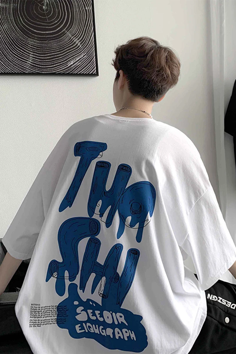 

Short Sleeve Men's Fashion Brand 2021ins Printing Loose-Fitting Casual round-Neck Versatile T-shirt