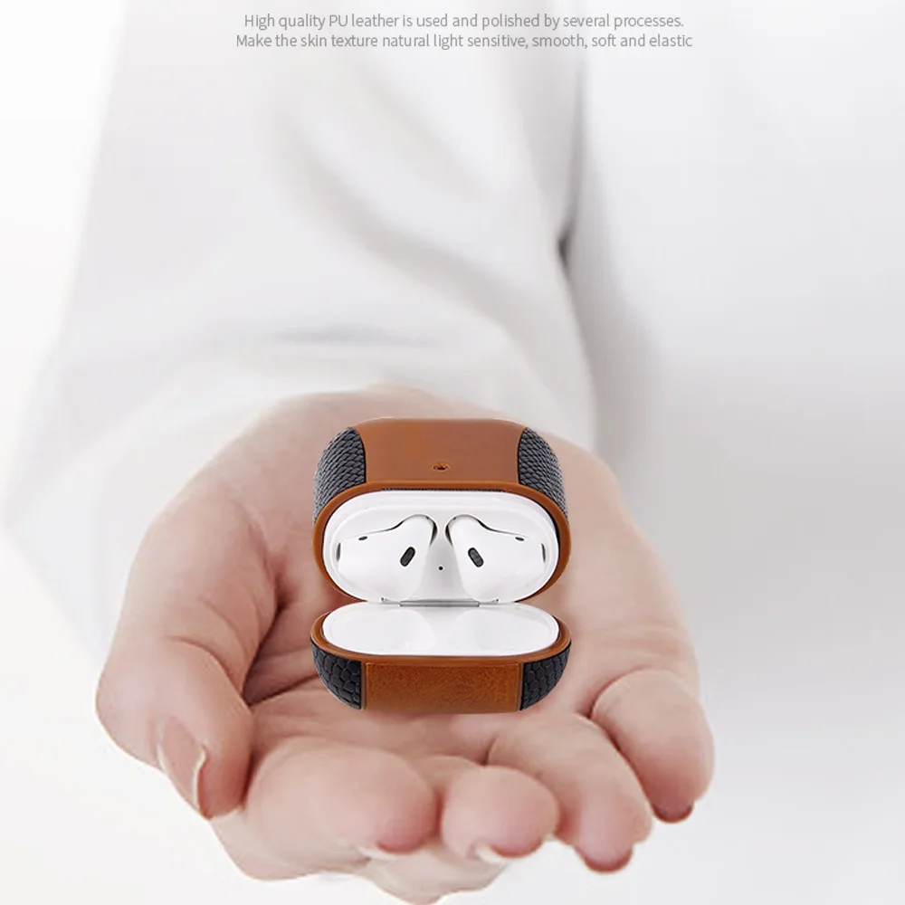 Для Airpods 2 Bluetooth беспроводная гарнитура бизнес из искусственной кожи коробка для