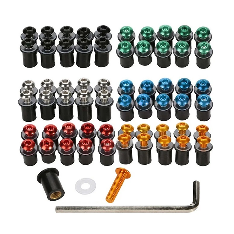

10pcs 5mm/0.20in Motorcycle Windscreen Windshield Bolt Screw Kit Nut Fastener