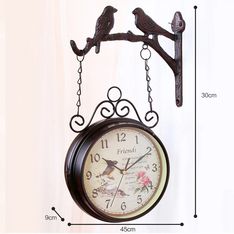 Европейские Двухсторонние настенные часы креативные классические Монохромное