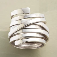 vintage punk rings for womens silver color mummy bandage wrapped personality design accessories multilayer party jewelry ring