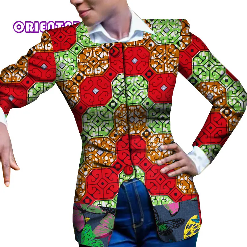 Африканское пальто с длинным рукавом для женщин африканский восковой принт