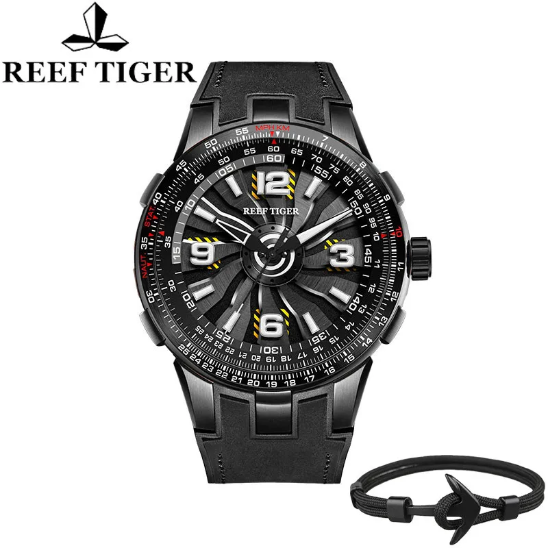 Reef Tiger Brand Top Luxury Men's Watch Rubber Strap Sports Waterproof Automatic Mechanical Luminous Dial zegarek meski | Наручные