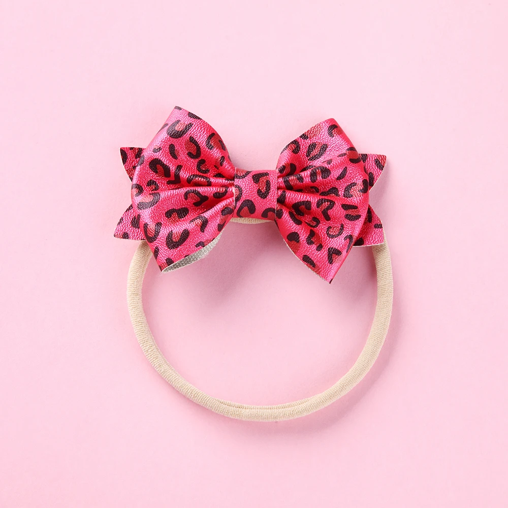 

Sweet Baby Bows Headband For Girl Hairband Leather Print Bowknot Kids Headbands For Children Headdress Baby Hair Accessories New