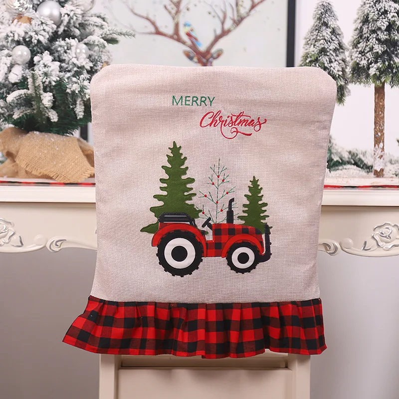 

Merry Christmas Santa Claus Kitchen Table Chair Covers Christmas Holiday Home Decoration Dining Seat Home Party Decor
