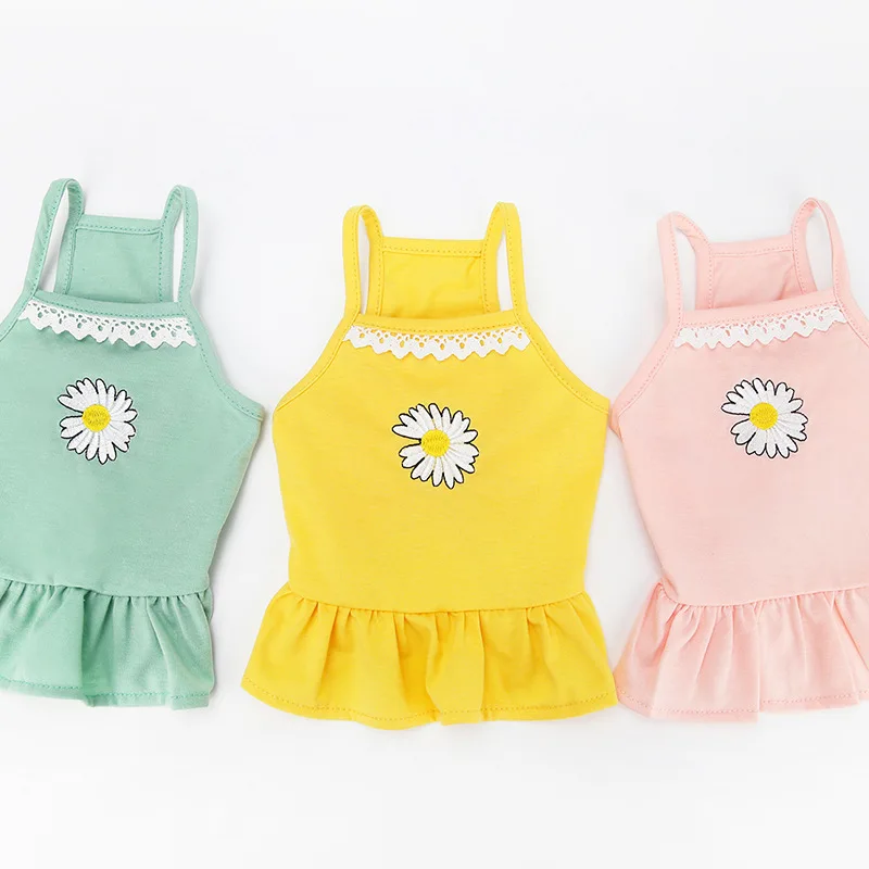 

2021 new dog clothes pet for small dogs Clothing cats dress Summer pets Puppy dresses costume spring yorkies Solid suspenders so