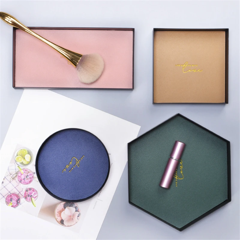 

Скандинавский железный лоток для хранения с геометрическим рисунком, кожаный кошелек для ключей, ящик для хранения мелочей, косметики, витр...