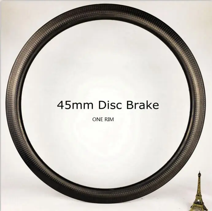 one rim 45mm 700C 58/45 мм бескамерная дорожная велосипедная Дисковая тормозная карбоновая колёса dimple disk Cyclecross carbon wheelset D350 t240 ступицы - Цвет: one rim 45mm
