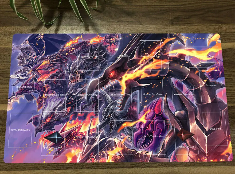 

YuGiOh Duel Playmat Red-Eyes Black Dragon CCG TCG Pad Trading Card Game Mat Mouse Pad With Zones + Free Bag Gift