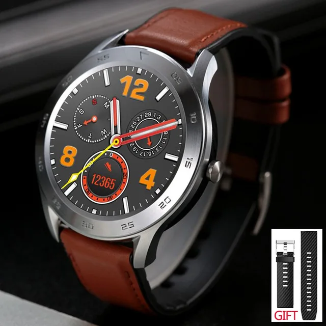 Silver Brown Strap 696 DT98 Смарт часы Bluetooth звонки, музыка IP68 Водонепроницаемый устройство для отслеживания сердцебиения во время сна регистрирующий Шагомер Секундомер смарт-браслет - Цвет: Silver Brown Strap