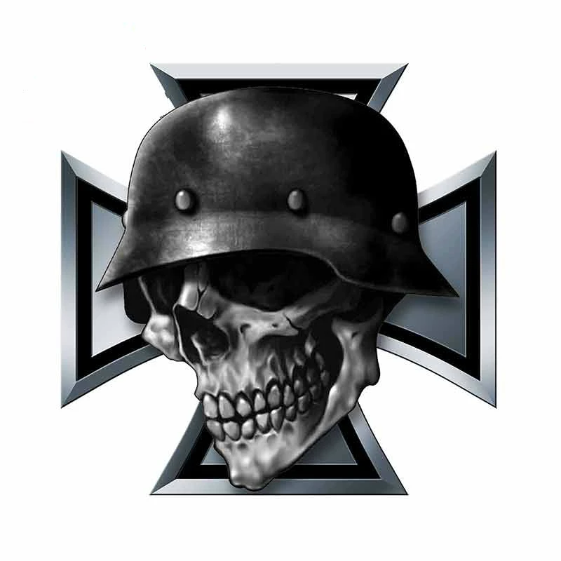 

Cool PVC Personality Creative Iron Cross Skull Motorcycle Car Bumper Sticker Decal Sticker ZWW-0209, 13cm*13cm