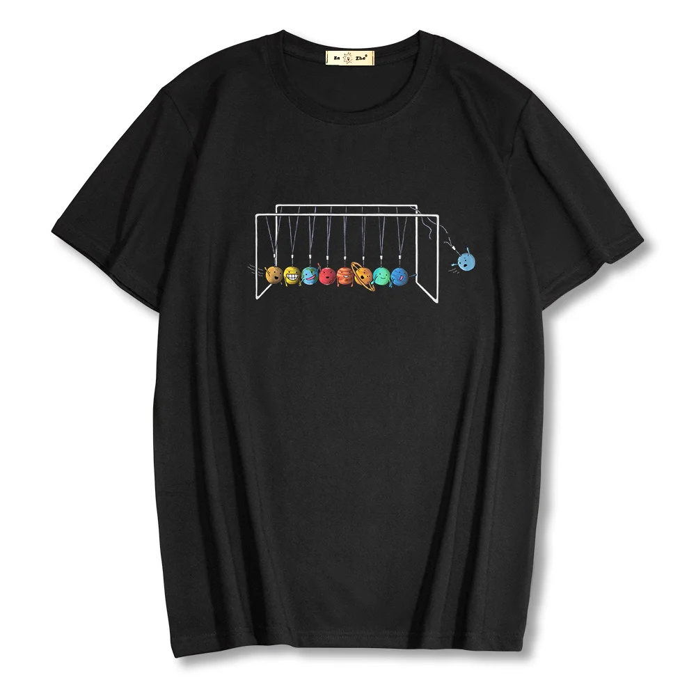 

2021 летняя 100% Хлопковая мужская футболка с забавным космическим принтом и короткими рукавами, Высококачественная Мужская футболка, Топы, по...