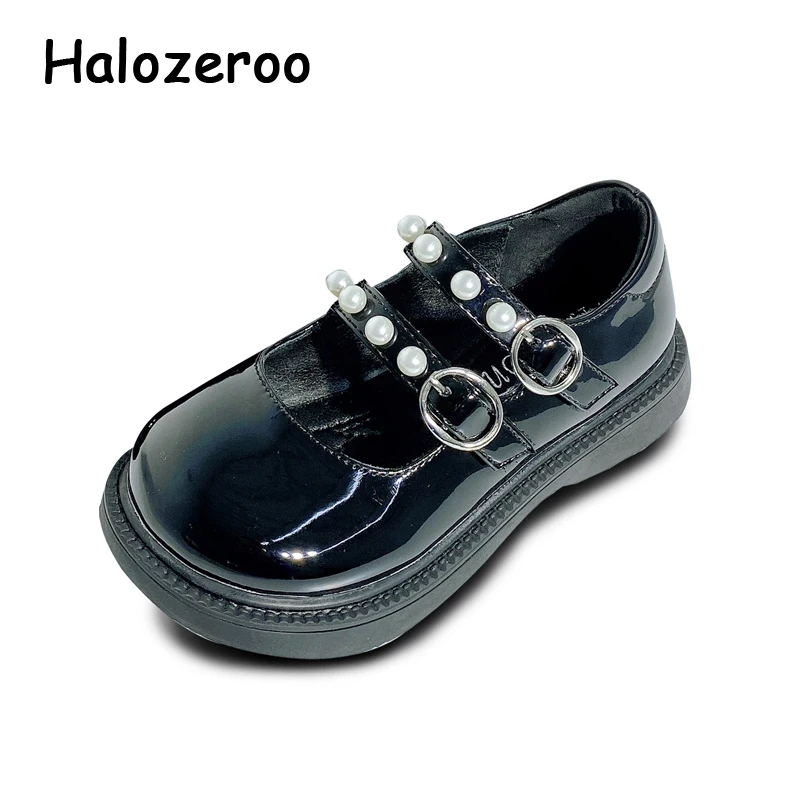

New Spring Kids Shoes Baby Girls Pearl Leather Shoes Children Brand Princess Shoes Black Dress Shoes Soft Fashion Shoe Mary Jane