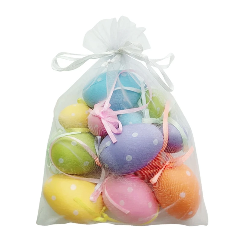 

12Pcs/Bag Plastic Easter Eggs Painted DIY Crafts Artificial OrnamentsParty Decor Y5JC