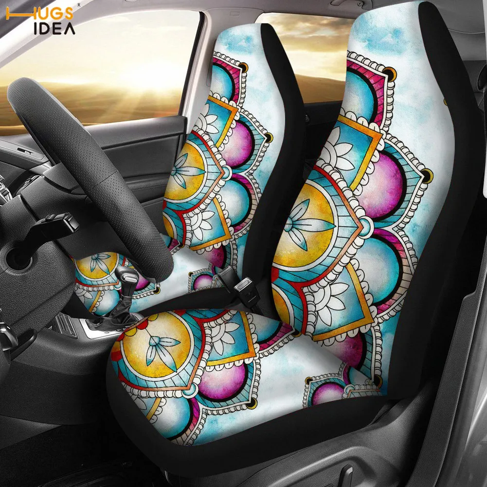 

HUGSIDEA Mandala Art Design Car Seat Cover Auto Interior Decoration Seat Protect Mat Easy to Install Washable Dirty-proof Covers