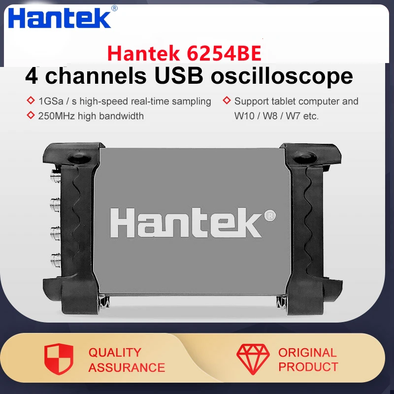 Автомобильный детектор Hantek 6254BE, 250 МГц, 4-канальный цифровой осциллограф с поддержкой USB, настройки яркости, анализа спектра FFT