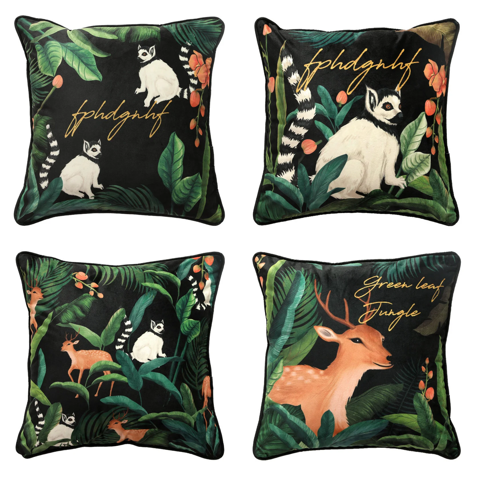 

Tropical Rainforest Cushion Cover Deer Monkey Print Pillow Case Home Bed Room Decorative 45x45cm Green Jungle Forest Funda Cojin