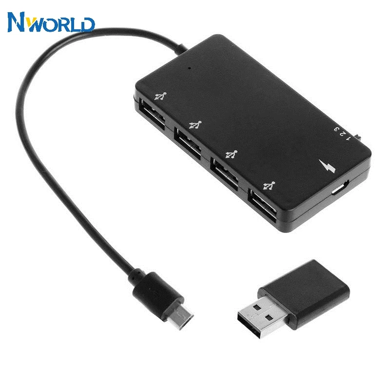 

Male Micro USB to 4 Port USB 2.0 Female HUB Microusb OTG 4 Port Cable Hubs Power Charging Adapter Cable for Samsung Galaxy Phone